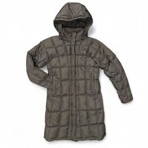 The North Face Down Parka Puffer Coat 600 Fill sz Small Gray Hooded Long Quilted
